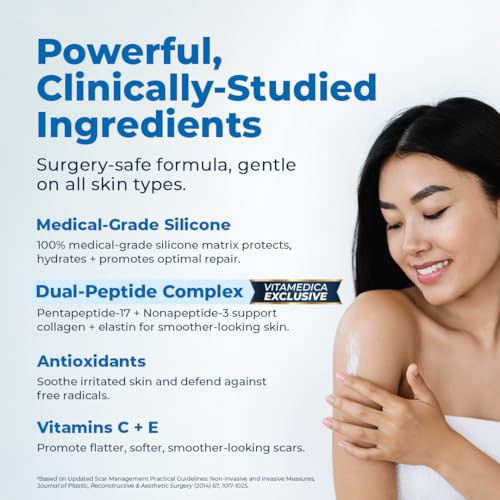 VitaMedica Silicone Scar Gel + Peptides - Medical Grade, 1 oz 1 Ounce (Pack of 1)