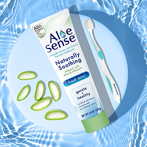 Naturally Soothing Toothpaste for Sensitive Teeth and Gum Care with Aloe Vera, Allantoin & Fresh Mint Flavor, Gentle & Natural, ADA Approved (5-oz, 3 Count) 5 Ounce (Pack of 3)