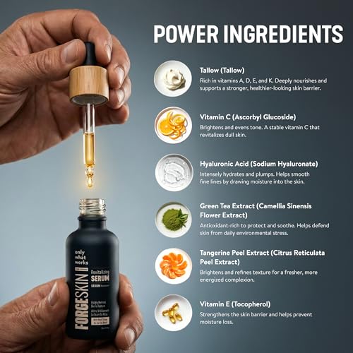 FORGE SKIN Night Beef Tallow Serum for Men [TALLOW-BASED] - Facial Essence for Face Wrinkles with Essential Oils - Natural Green Tea Skincare for Radiance and Skin Hydration (1.7 OZ)