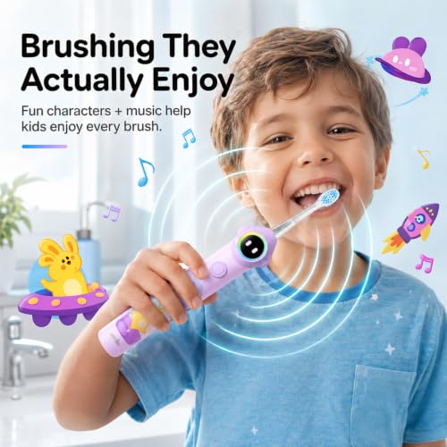 usmile Q30 Kids Smart Toothbrush, Voice-Guided Coaching, Ages 3-8 (Purple) Purple