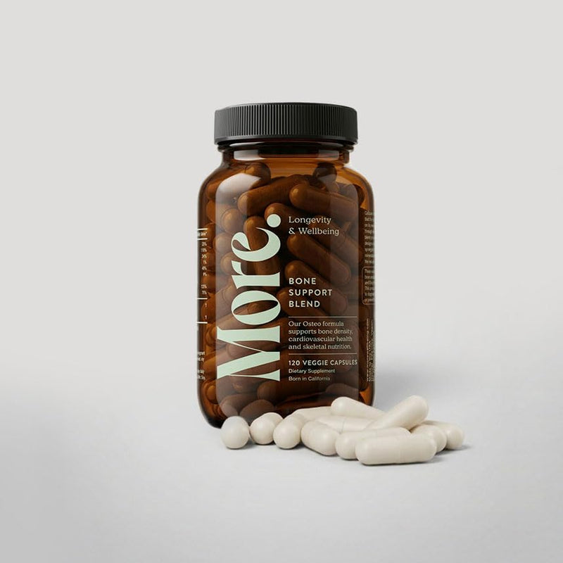 More. Longevity & Wellbeing Premium Calcium Supplement - Bone Strength Supplements with Magnesium, Vitamin D3 + K2 & Zinc for Bone Health Support - 4 Capsule Daily - Easy to Swallow - 120 Capsules
