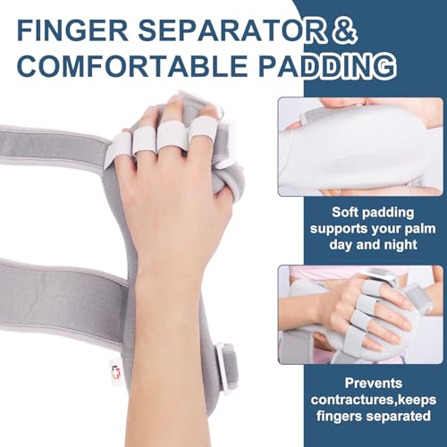 Resting Hand Splint Stroke Hand Brace with Finger Separators, Night Immobilizer Wrist Finger Brace with Sling for Carpal Tunnel & Stroke Recovery (M-Right) M-Right
