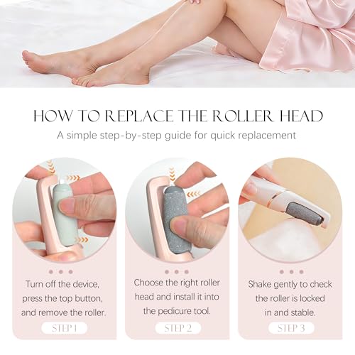 Pedicures Replacement Heads for Flawless Pedi, Electric Foot Callus Removers, Electric Tool Foot File Replacement Roller Head fit Finishing Touch (Upgraded-Thicker and More Durable)