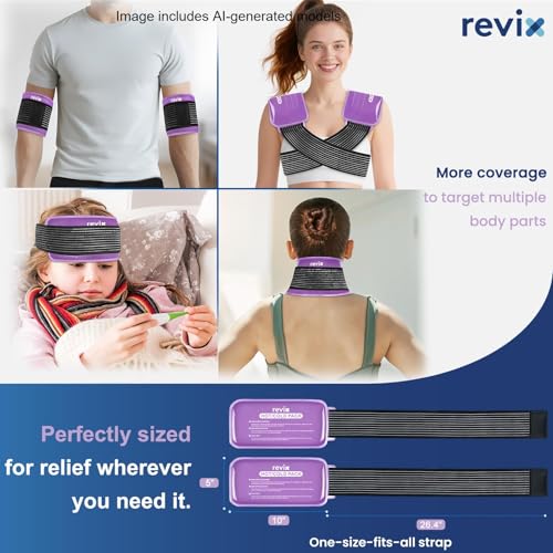 REVIX Ice Packs for Injuries Reusable, 2 Pack Hot & Cold Gel Ice Packs Purple Medium 10 x 5 Inch