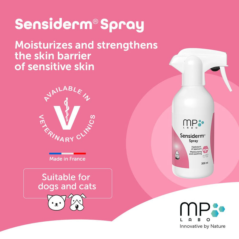 Sensiderm Spray for Dogs & Cats – Fragrance-Free Leave-On Skin Care – No Massage Needed – Soothes & Moisturises Itchy, Irritated or Sensitive Skin – With Skin Barrier Protect™ – 300ml Vet Formula