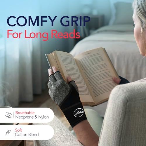 Dr. Arthritis Compression Arthritis Glove Set of 3 with Wrist Brace, Comfortable Fingerless Carpal Tunnel Hand Gloves for Women Night Support, Pain Relief for Rheumatoid Arthritis, Work, Typing - Medium Grey Wrist Brace & Glove Set