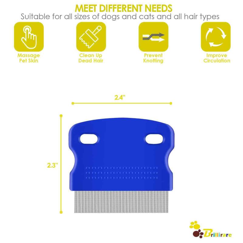 5 Pack Flea Lice Comb, Stainless Steel Dog Cat Grooming Combs with Rounded Teeth, Professional Pet Tear Stain Remover, Dematting Tool for Small, Medium & Large Pets - BeesActive Australia