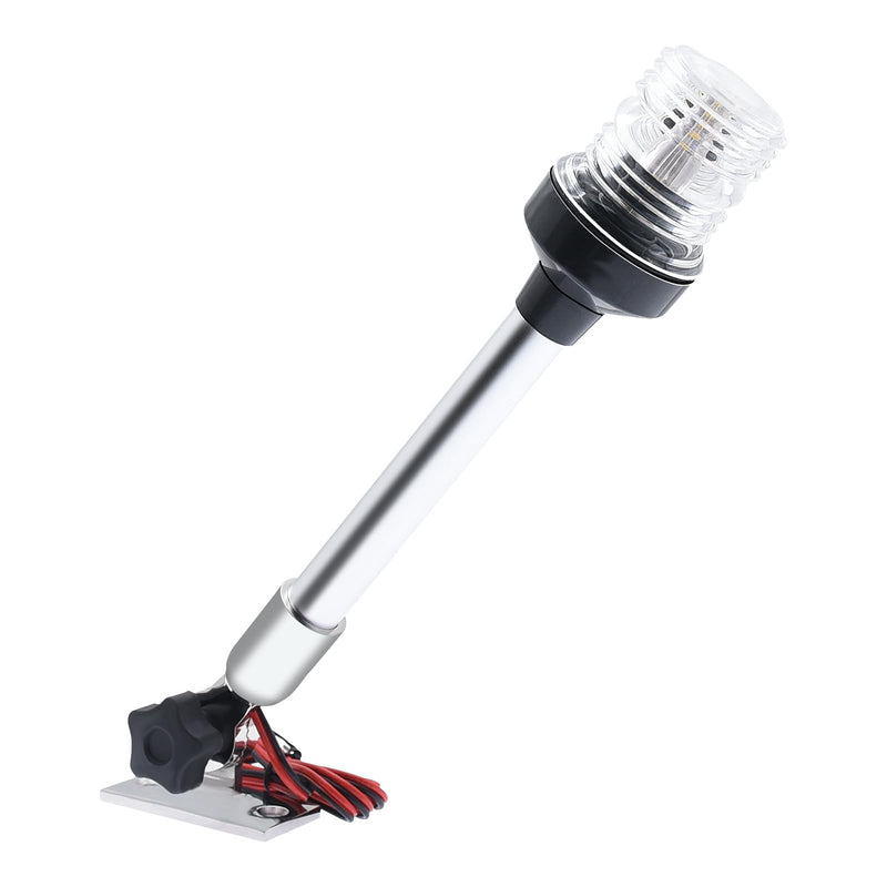 Geloo 12 Inch Marine Navigation Lights, Boat Stern Light Waterproof IP67, Anchor Lights, Marine Lights White LED All Round 360°Fold Down for Pontoon and Fishing Boat Yacht Stainless Steel Base 12 Inches Folding