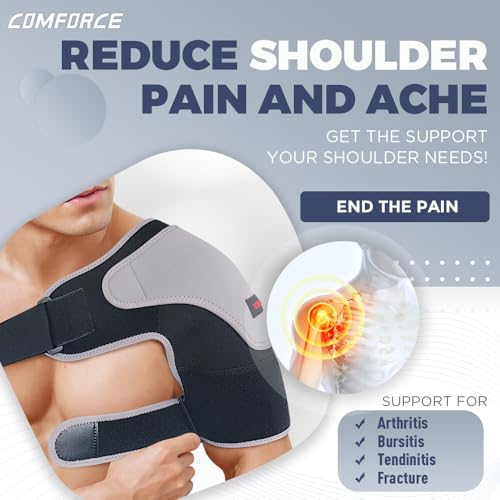 Adjustable Shoulder Brace with Removable Gel Ice Pack + Plantar Fasciitis Night Splint Sock, Adjustable Plantar Fasciitis Brace