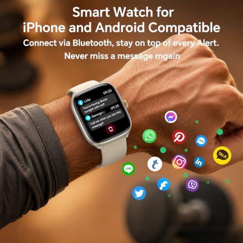 Quican Smart Watch for Women(Answer/Call), AMOLED Fitness Watch for Women Beige 1.75 Inches 46*37.4*12mm
