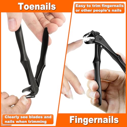 DRMODE Toenail Clippers for Thick Toenails for Seniors Long Handled Black Extra Large