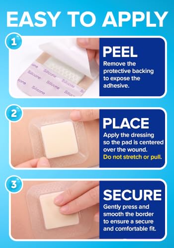 40Pcs Silicone Foam Dressing | 3x3 Bed Sore Bandages | Wound Care FSA&HSA 3x3 40ct