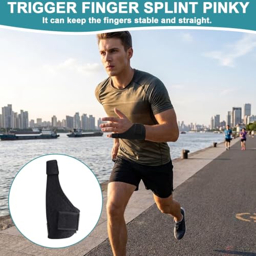 1PCS Pinky Finger Splint, Hand Splints for Straightening Fingers, Pinky Finger Brace, Pinky Splint for Arthritis, Tendonitis, Metacarpal Support, Adjustable Splint for Pinky Finger(Black)(Left) Left