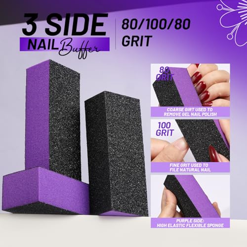 FANDAMEI Nail Care Kit, Nail Buffers and Files, Nail Cuticle Tools Kit, Nail Manicure Tools, Finger Nail File Set, Nail Buffer Block, Nail Cuticle Nippers, Ingrown Toenail Tools, Nail Care Tool Kit Purple