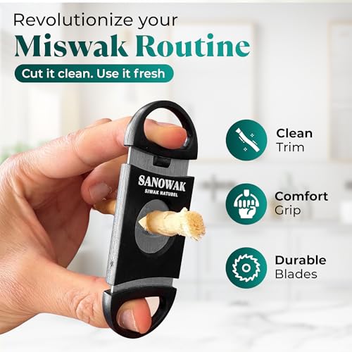 Premium Miswak Set – Natural Siwak Oral Care Kit with 5 Organic Sticks, 1 Bamboo & 1Plastic Holder, 1 Miswak Cutter – Eco-Friendly Herbal Toothbrush Alternative