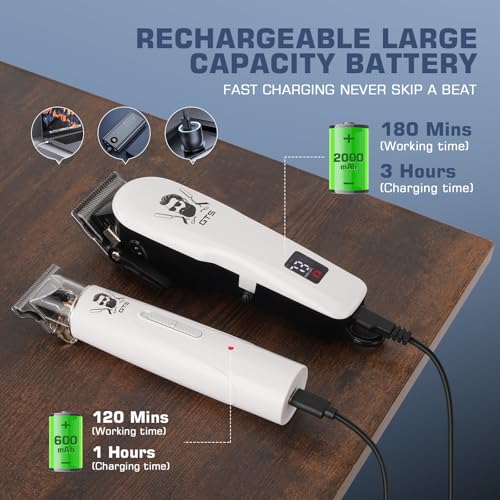GTSPro Hair Clippers for Men, Clippers and Trimmers Set, Barber Clippers, Electric Hair Trimmer with Box, Gifts for Men White Human-white