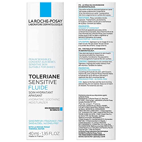 La Roche-Posay Toleriane Sensitive Fluide Face Moisturizer, with Glycerin 1.35 Fl Oz (Pack of 1)