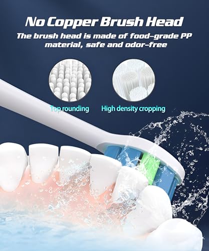 Sonic Electric Toothbrush for Adults, 38,400 VPM Magnetic Levitation Motor Rechargeable Toothbrush with 6 Copper-Free Brush Heads & Travel Case, 5 Modes, IPX7 Waterproof, USB Fast Charge, White