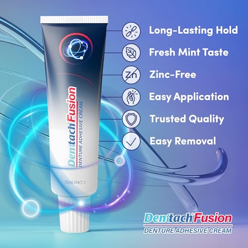 Denttach Fusion Denture Adhesive, (Pack of 4) 2.4 Ounce, Ultra Strong Hold and Seal, Dental Adhesive Cream for Dentures and Partials, Zinc Free Denture Glue