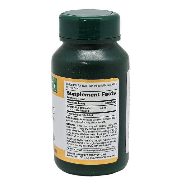 Nature's Bounty Probiotic Acidophilus Tablets, 120 tablets Acidophilus Probiotic 120 Count (Pack of 1)