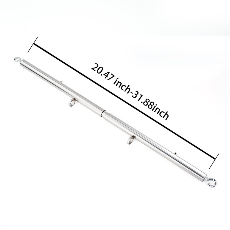 3 in 1 Heavy Duty Stainless Steel Expandable Spreader Bar with 4pcs PU Rose-Gold Adjustable Straps,Workout Bar for Home Gym Training Bar,Portable Detachable Pilates Kit Silver+Silver PU Kit