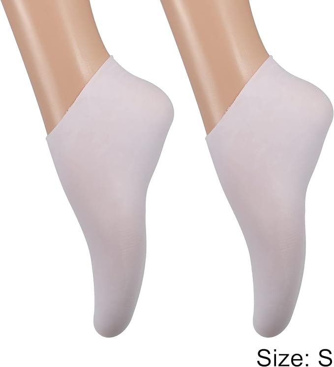 VOCOSTE Silicone Socks, Silicone Socks, Moisturizing Gel Socks, Burst Foot Care Protector, Ankle Joints, Shock Absorption, Anti-Crack, White, S - BeesActive Australia