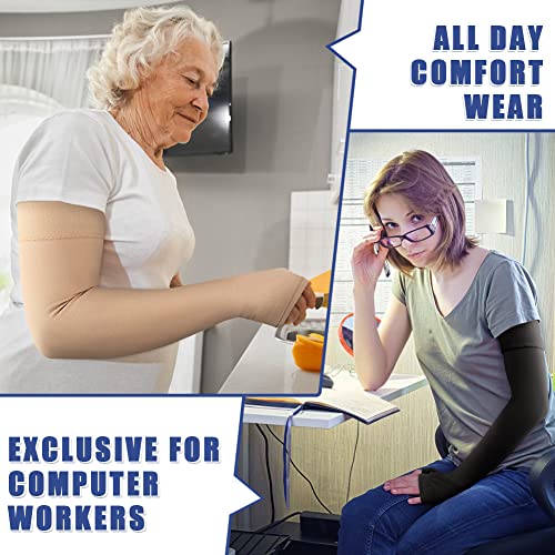 beister Lymphedema Medical Compression Arm Sleeve with Gauntlet for Men & Women (Single), 20-30 mmHg Full Arm Support. Large Black