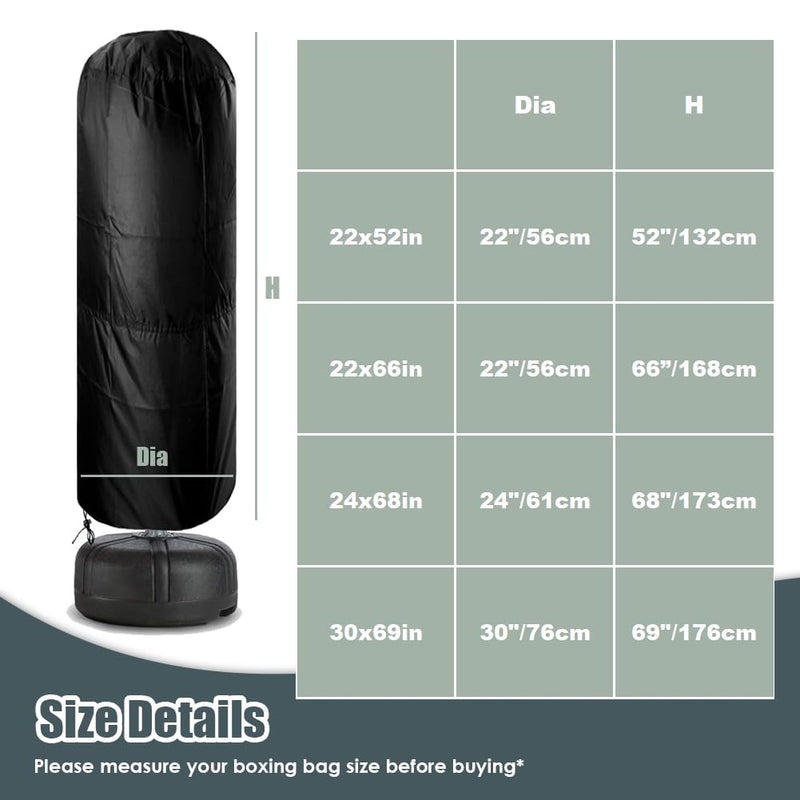 Punching Bag Cover Outdoor Standing Boxing Bag Cover Waterproof Freestanding Punching Bag Protective Cover Free Standing Boxing Bag Cover 30"Dx69"H