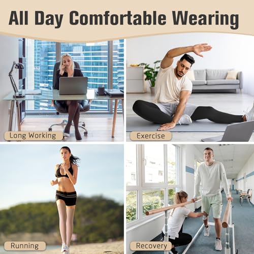 Athbavib 15-20 mmHg Thigh High Compression Socks for Women & Men C-Black(Footless) Medium