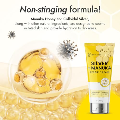 Silver + Manuka Repair Cream for Hot Spot Treatment for Dogs – Helps with Scratches, Irritations, Bites & Cuts – Cat Wound Care Ointment for Dry Skin – Suits for All Pet Breeds, Ages & Sizes – 2 oz Silver + Manuka Repair Cream 2 Fl Oz x 1
