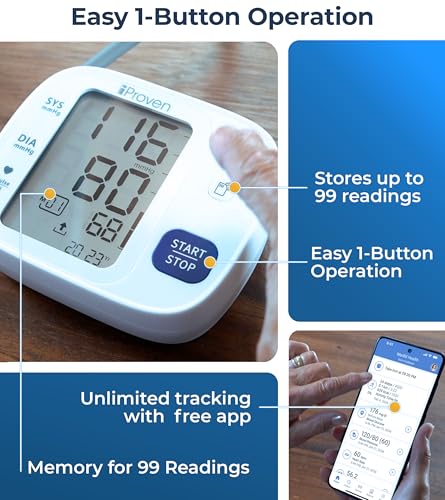 iProven Bluetooth Blood Pressure Monitor for Home Use with App Integration