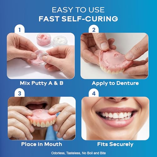 GumGuard Denture Putty Pack Reline Set (Pack of 4) – Fast Self-Curing Denture Reliner for Custom Fit & Comfort | Versatile Denture Reline Kit with Watertight Seal & Multiple Applications 4 Pack