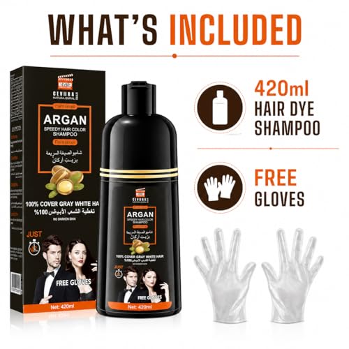 Dark Brown Hair Dye Shampoo, 2-in-1, 420ml, Gray Coverage Dark Brown