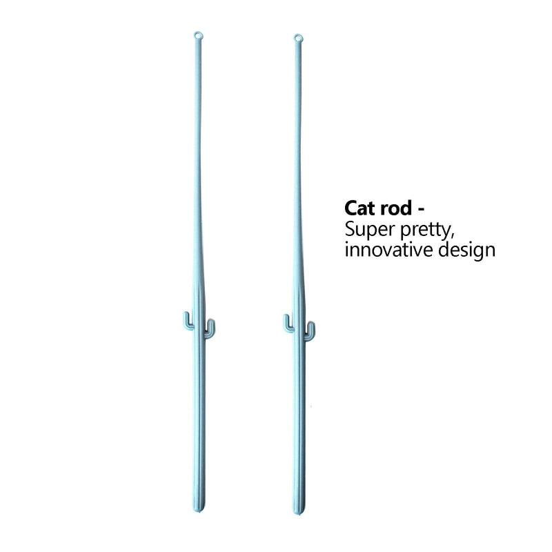 IUHKBH Cat Wands, 2 PCS Interactive Cat Teaser Wand Cat Worm Toys with Ribbon and Bell Pretty Cat Stick Toys for Cats Kittens - BeesActive Australia