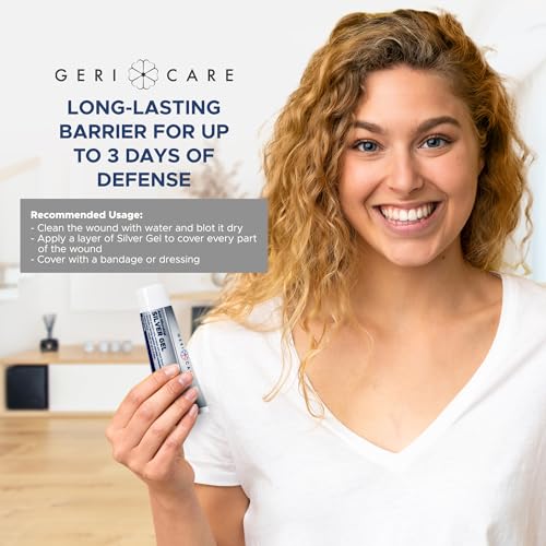 Antimicrobial Silver Gel by GeriCare| Wound Care Cream for Cuts Scrapes Minor Burns| Natural Topical Skin Healing Ointment| 55PPM Colloidal Silver Gel |Long-Lasting Protection|1.5oz | Pack of 2