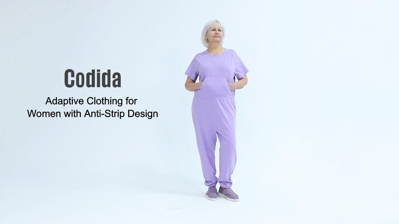 Adaptive Clothing for Women Anti-Strip Back-Zip Jumpsuit for Elderly Women X-Large Blue