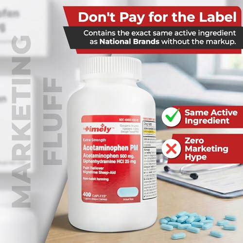 TIME-Cap Labs Extra Strength Acetaminophen PM Pain Reliever, 400 Caplets 400 Count ( Pack of 1)