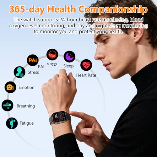 Smart Watch for Women Men, GPS Smartwatches with Heart Rate/SpO2/Sleep/Stress Monitor, 100+ Sports Fitness Watches, IP68 Waterproof Activity Tracker for Android/ iOS Phone (Black, 1.96"_GPS+Map) Black