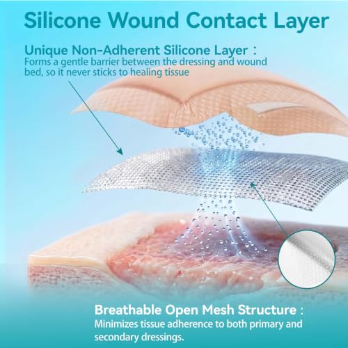 Dimora Silicone Wound Contact Layer, Non-adhering Dressing, Transparent Wound Dressing Pads, 3in x 4in (7.5cm x 10cm), 10 pcs 10 Count (Pack of 1)