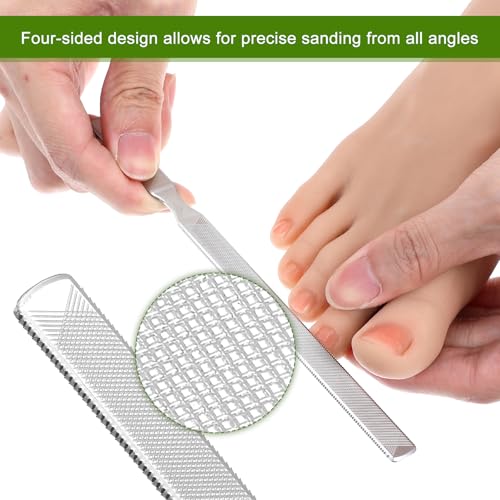 2Pcs Toenail Files for Thick Nail Files for Men Toe File for Thick Nails Metal Heavy Duty Toe Nails Filer for Women, Manicure Pedicure Tool, 7” Long, Stainless Steel, Silver