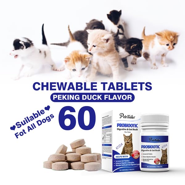 Probiotics for Cats – Digestive Enzymes with Prebiotics for Gut Health, Constipation & Diarrhea Relief, Immune & Itch Support
