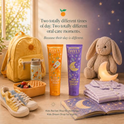 DAYLY Kids AM/PM Toothpaste Bundle, Nano Hydroxyapatite, Pack of 2 Kids Ritual
