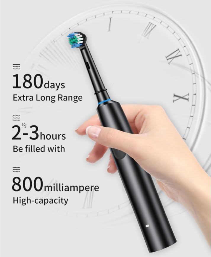 Magnetic Suspension Rotating Electric Toothbrush, 5 Modes Waterproof Sonic Cleaning, 8 Brush Heads and Storage Case for Traveling, Camping, Riding (White) White