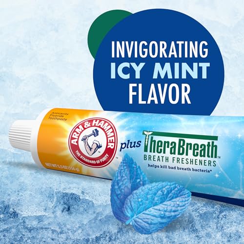 Arm & Hammer Complete Care Toothpaste, Fresh Mint Flavor, Whole Mouth Protection, 6.0oz (4-Pack) & Toothpaste Plus TheraBreath Breath Fresheners, Invigorating ICY Mint Flavor