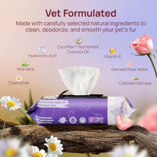 HICC PET Daily Care Bundle, Rose Pet Wipes for Dogs and Cats, Unscented Dental Finger Wipes for Teeth Cleaning, Paws Body Butt Grooming and Fresh Breath, 100 Count & 50 Count
