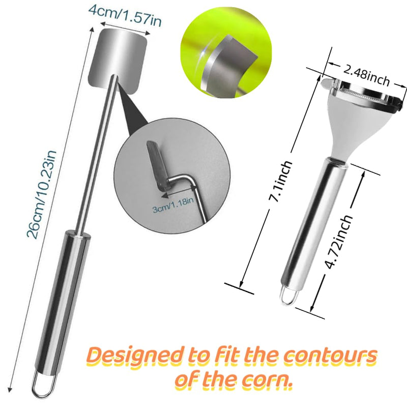 Corn Peeler 2PCS Stainless Steel Corn Peeler and Stripper Tool Set 2026 Corn Planer Cutter Thresher Scraper,Peel Corn Cob Separator Quick - BeesActive Australia