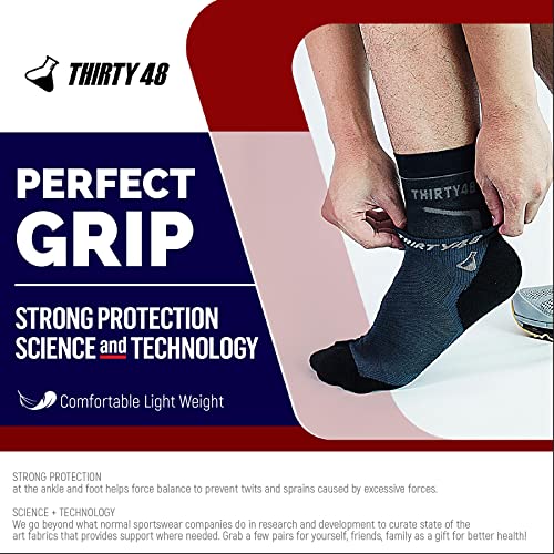 Thirty48 Plantar Fasciitis 20-30 mmHg Ankle Compression Socks, Foot Brace Black & Grey (2 Pairs) Medium