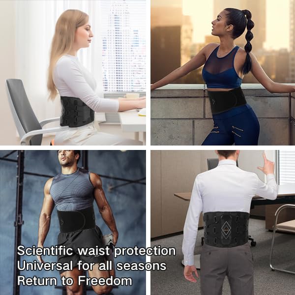 Back Brace for Lower Back Pain Women Men - 10x Maximum Compression and Adjustable - Lumbar Support Belt with 3D Pad - Ergonomic and Breathable 3D Material - for Herniated Disc,Sciatica (L) L - BeesActive Australia