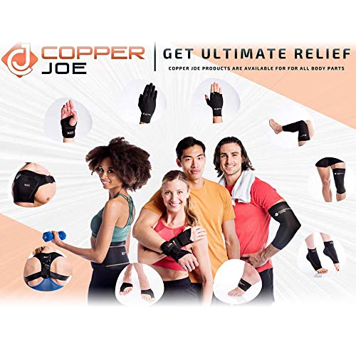 Copper Joe Full Leg Compression Sleeve - Ultimate Copper Infused, Support for Knee, Thigh, Calf, Arthritis, Running and Basketball. Single Leg Pant For Men & Women (Large) Black Large (Pack of 1)