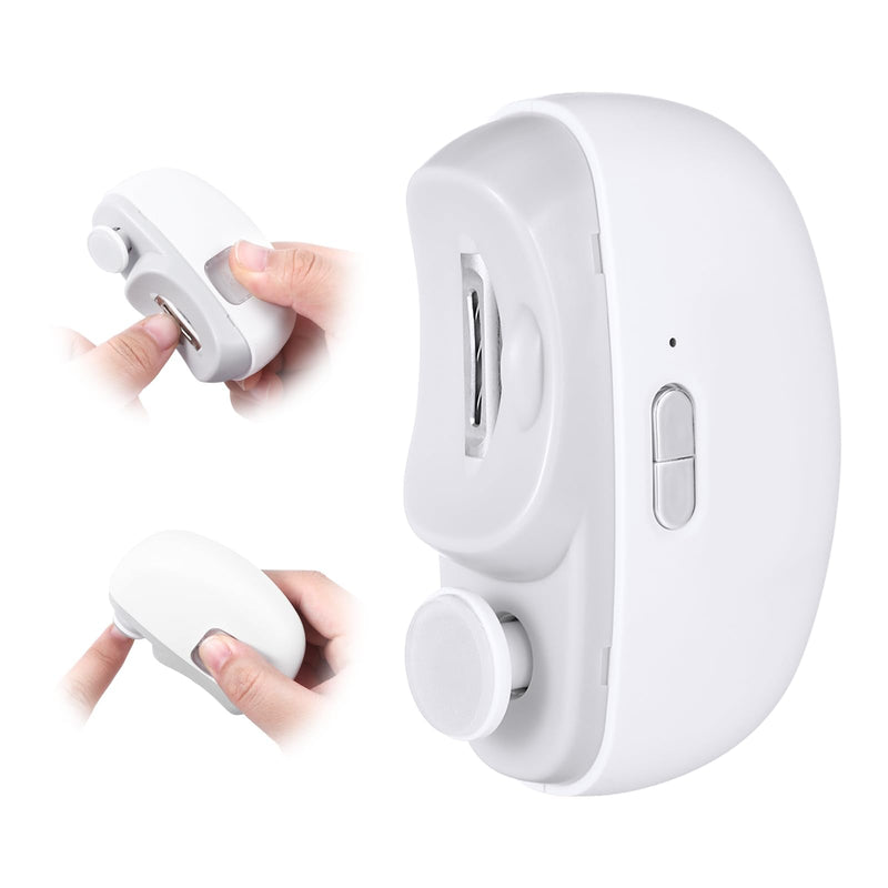 3 in 1 Electric Nail Clipper for Seniors, Baby Nail Trimmer Electric Automatic Trimmer, Safe Electric Toenail Clippers Nail File Tools for Adult, Manicure Kit Grinder with Polishing(White) White